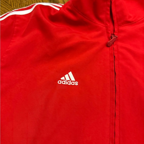 Adidas Nebraska CornHusker Red Jacket with White Stripes - Picture 6 of 6